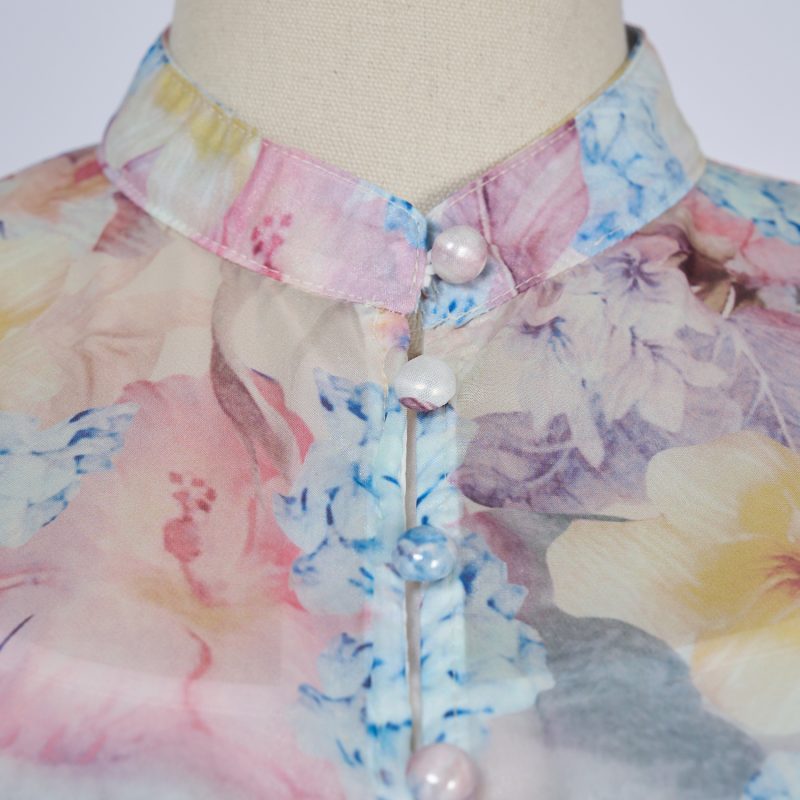 Elegant Printed Short Sleeve Long Dress - Image 3