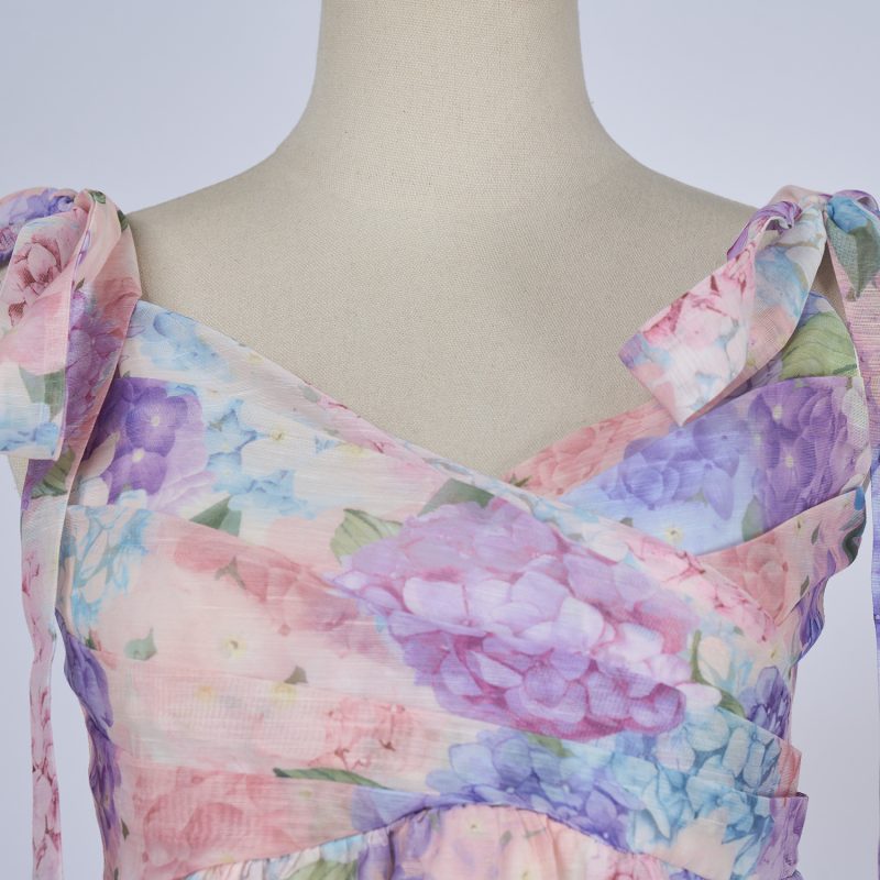 Sweet Bow Strap Sleeveless Halter Dress - Image 3