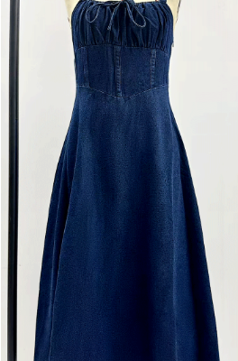 Summer Backless Sleeveless Denim Dress Women