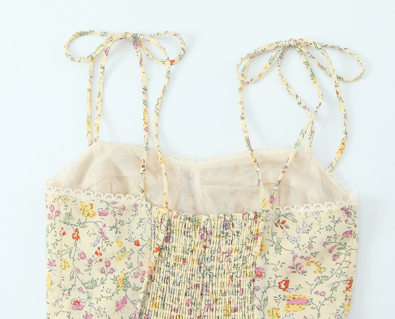 Backless Floral Strap Dress with Bow Detail - Image 4