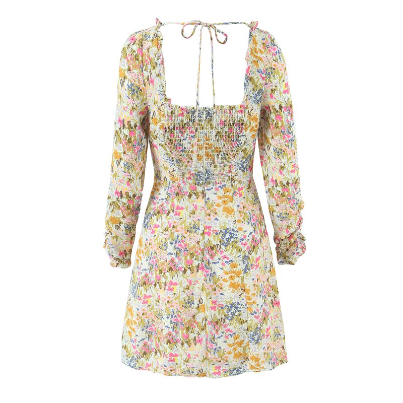 Floral Psychedelic Backless Lace-Up Summer Dress - Image 2