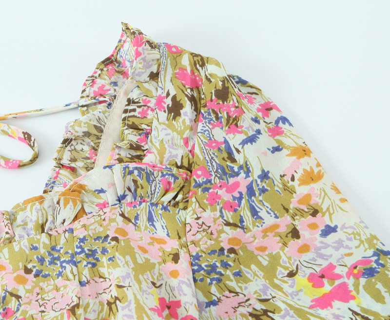 Floral Psychedelic Backless Lace-Up Summer Dress - Image 4
