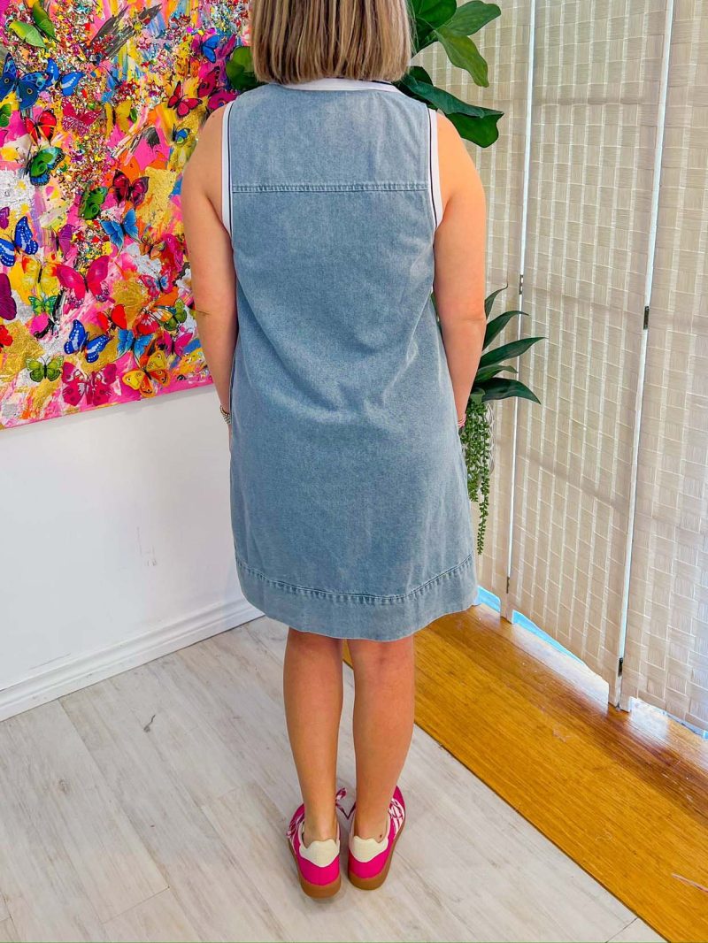 Summer Denim Sleeveless Stand Collar Casual Dress - Image 3