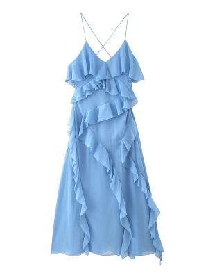 Laminated Decor Suspender Dress for Women