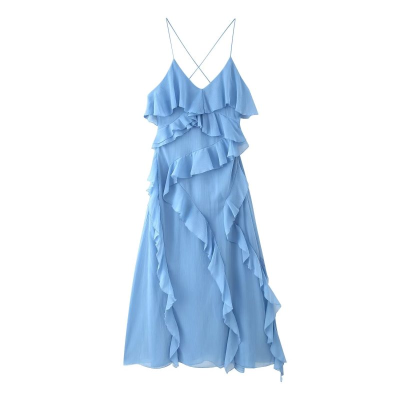 Laminated Decor Suspender Dress for Women