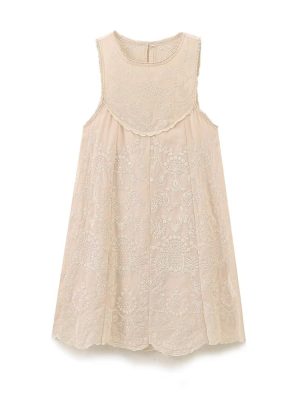 Contrast Color Embroidered Dress for Women