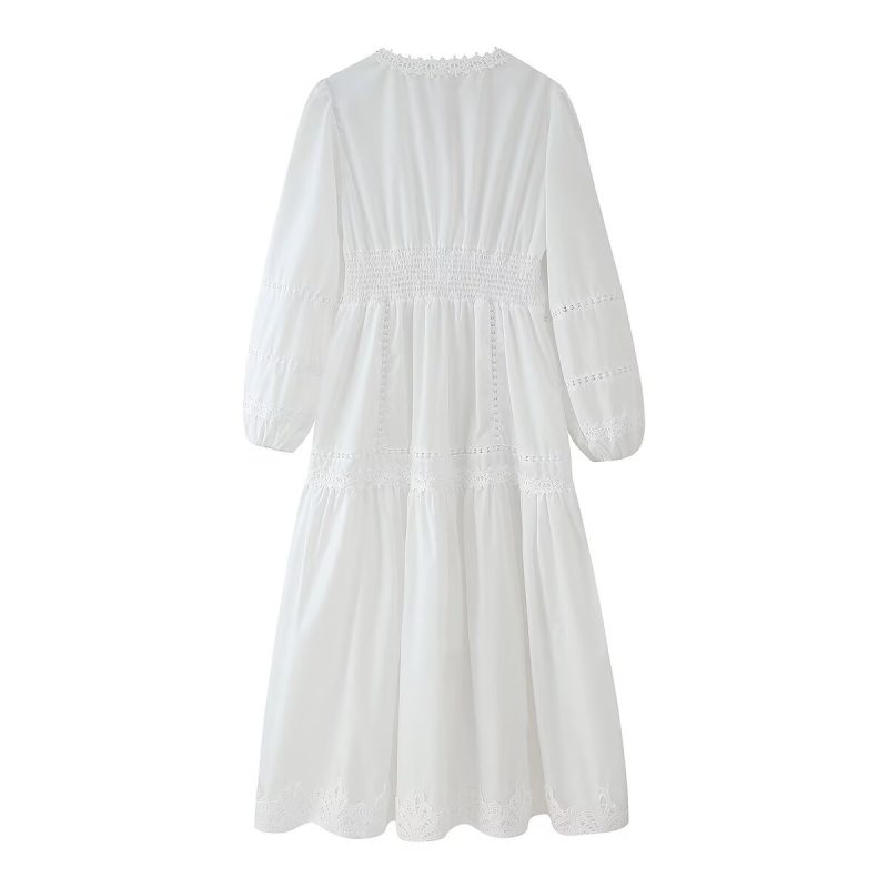 Elegant Two-Tone Lace Cutout Summer Maxi Dress - Image 2