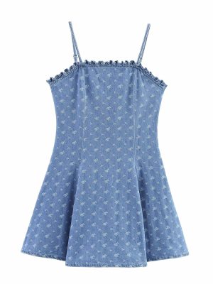Adjustable Washed Denim Suspender Strap Shorts