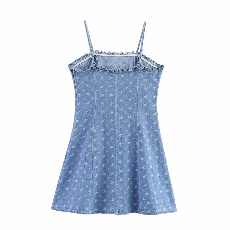 Adjustable Washed Denim Suspender Strap Shorts - Image 2