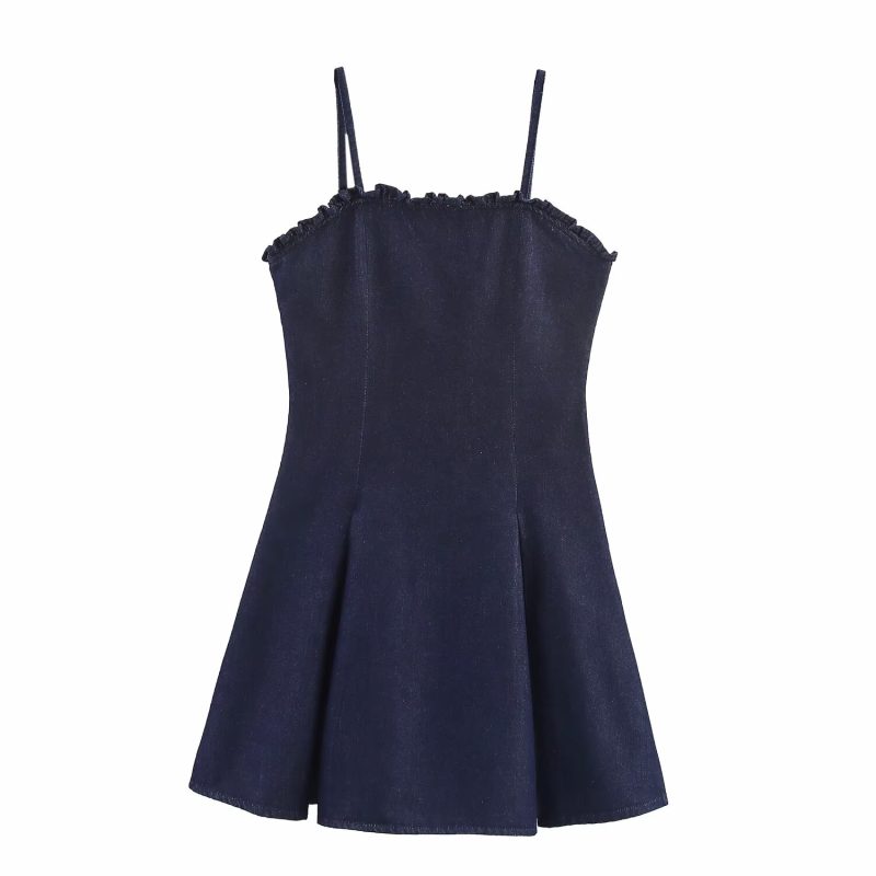 Adjustable Washed Denim Suspender Strap Shorts - Image 3