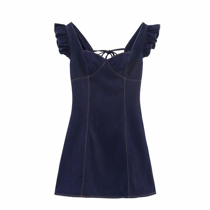 Summer Washed Denim Flying Sleeve Vest Women