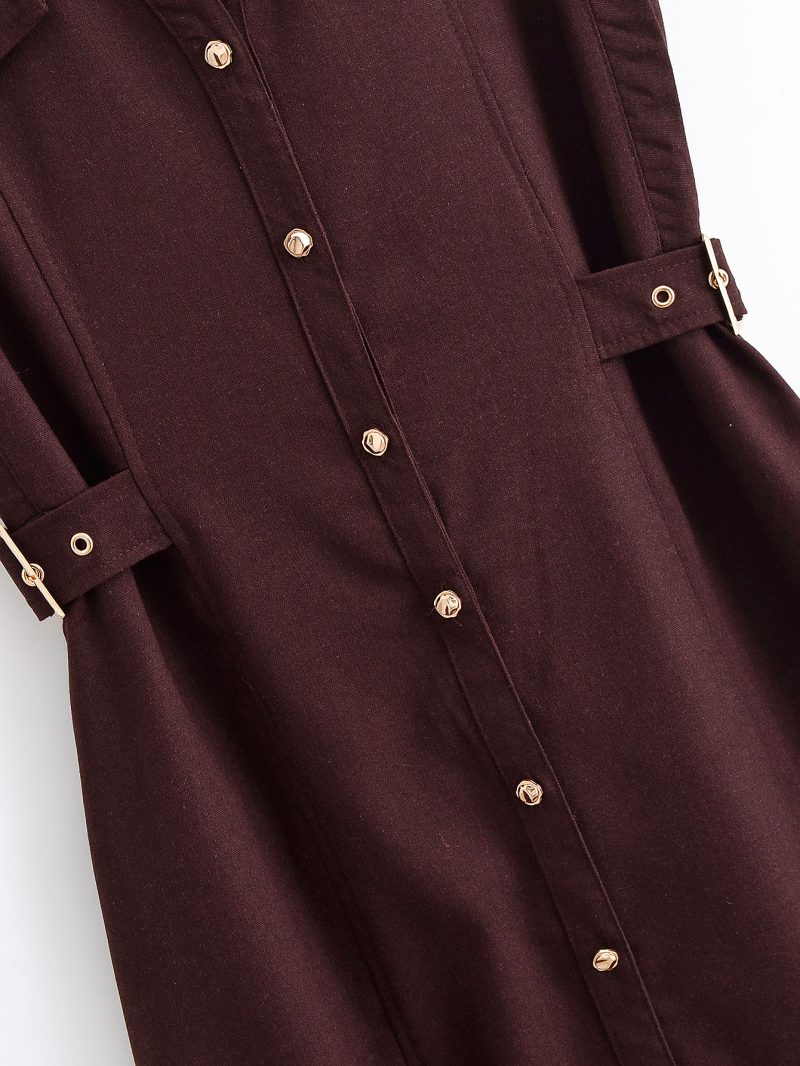 Linen V-Neck Sleeveless Midi Dress Women - Image 4