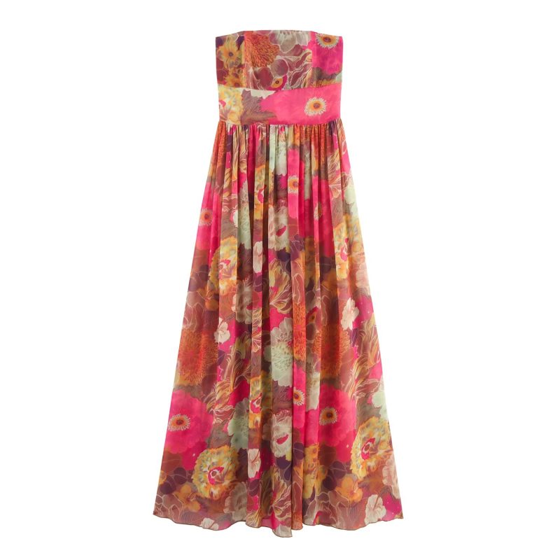 Printed Slim Fit Tube Top Summer Dress