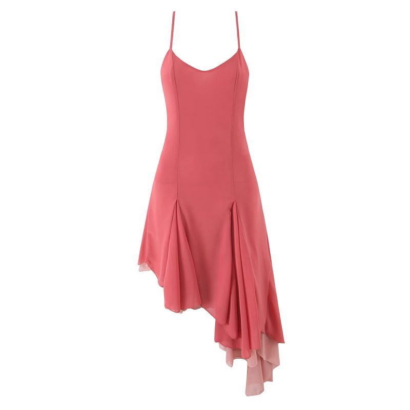 Spring Ruffled Spaghetti Strap Dress for Women