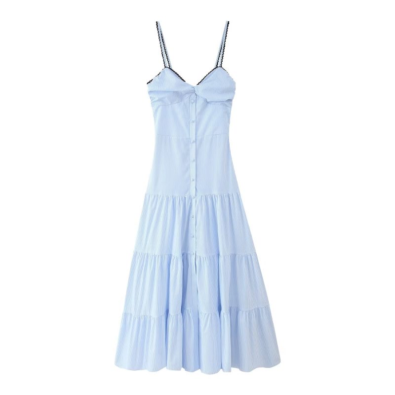 French Striped Sleeveless Spring Sundress for Women - Image 2