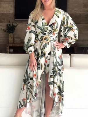 Off-Shoulder Digital Print Dress for Women
