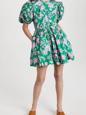 Slimming Round Neck Printed A-Line Dress