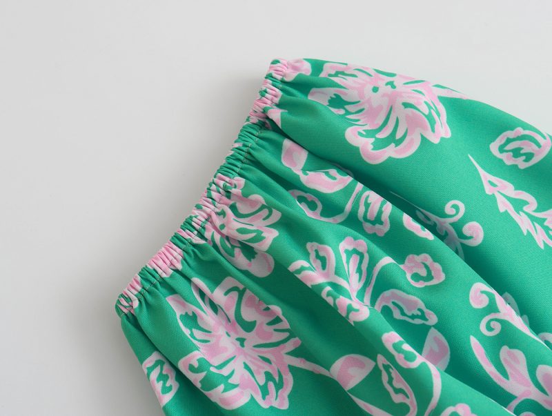 Slimming Round Neck Printed A-Line Dress - Image 3