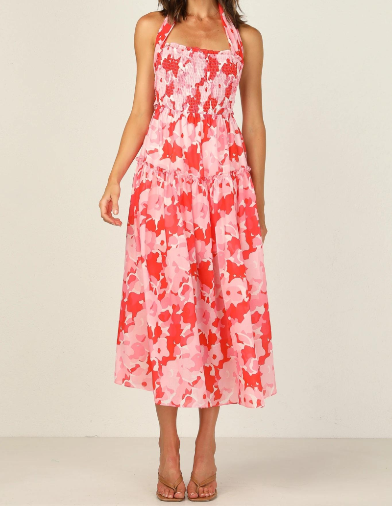 French Retro Tiered Halter Spring Cami Dress