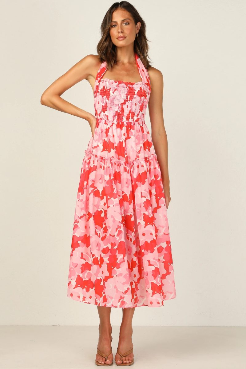 French Retro Tiered Halter Spring Cami Dress - Image 2