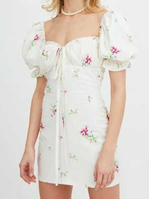 Vintage Square Collar Puff Sleeve A-Line Dress