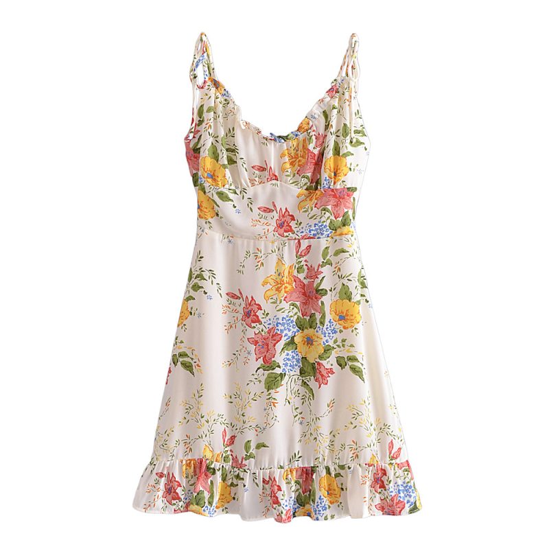 Slimming French Dress – Printed V Neck Style