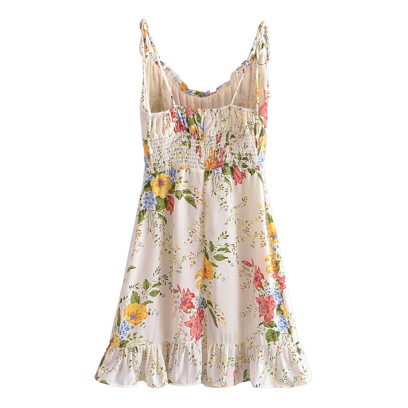 Slimming French Dress – Printed V Neck Style - Image 2