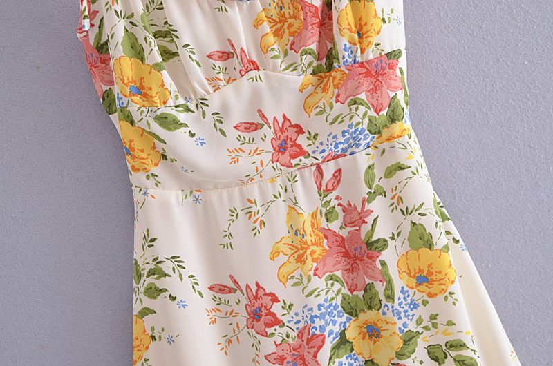 Slimming French Dress – Printed V Neck Style - Image 3