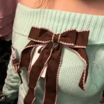 Winter Sweet Sexy Off Shoulder Knitted Sweater Y2k E-girls Slim Fit Jumpers photo review
