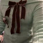 Winter Sweet Sexy Off Shoulder Knitted Sweater Y2k E-girls Slim Fit Jumpers photo review