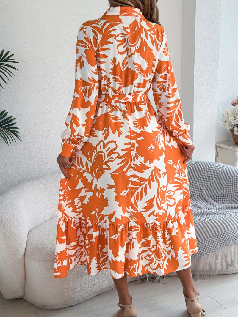 Casual Floral Ruffled Long Sleeve Maxi Dress - Image 4