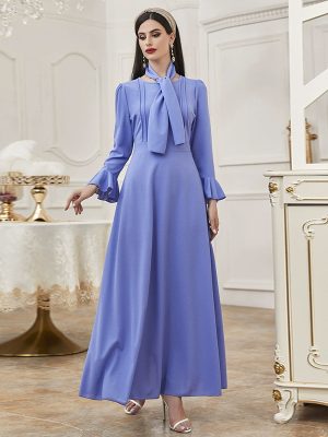 Round Neck Ruffled Maxi Dress for Women