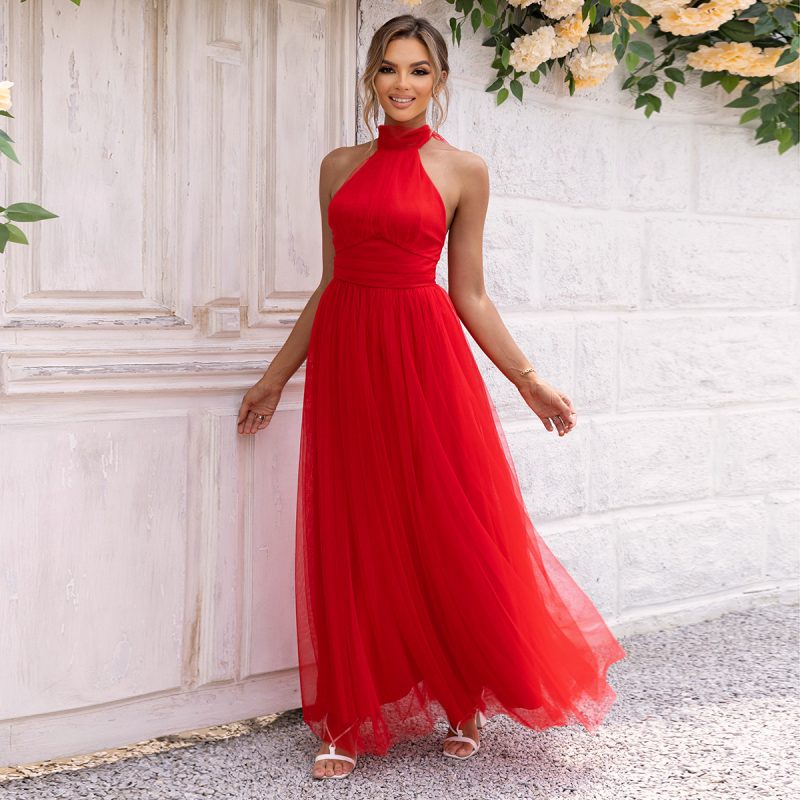 Backless Tulle Flare Organza Summer Dress - Image 4