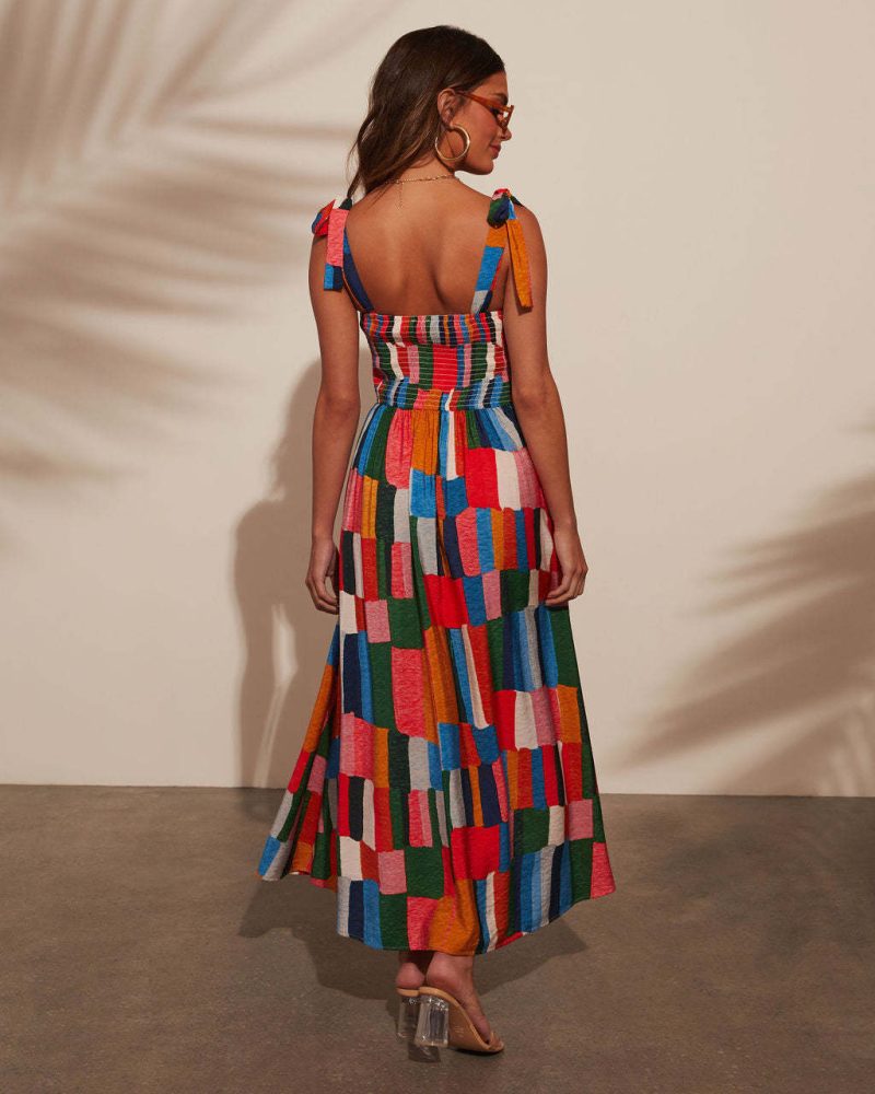 Sleeveless Color Block Lace Vacation Dress - Image 3