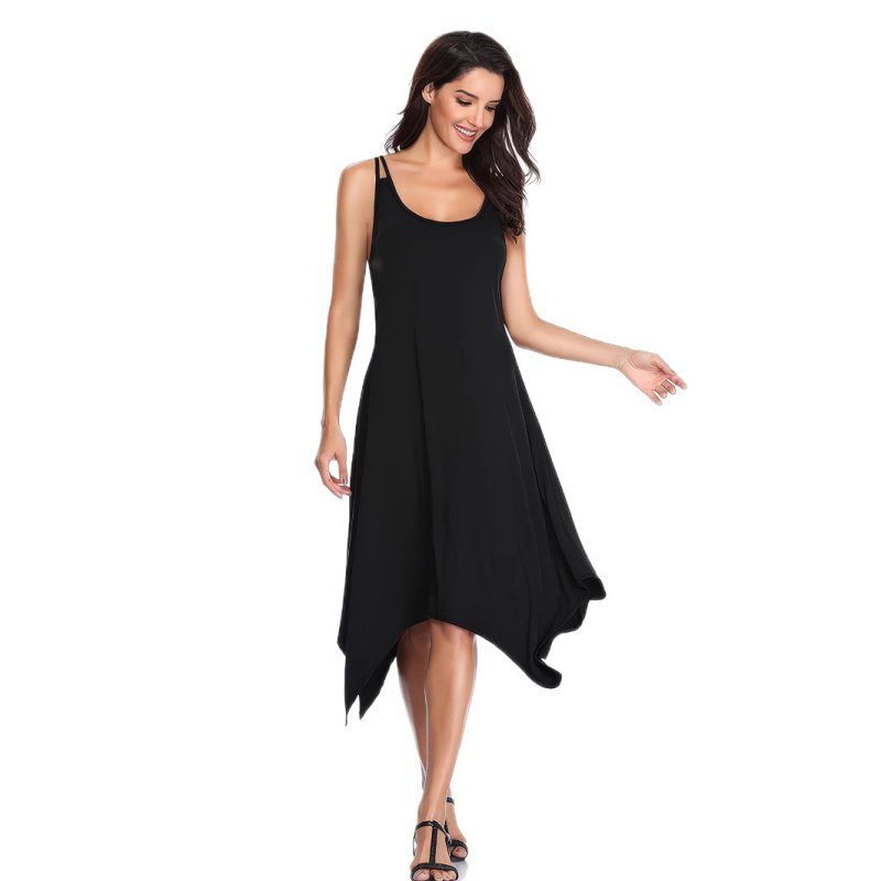 Summer Casual Solid Color Sleeveless Sling Dress - Image 4