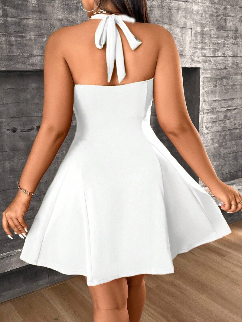 Waist Trimming Halter Backless Dress for Women - Image 2