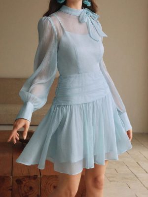 Women's High Waist Mesh Dress for Spring Summer