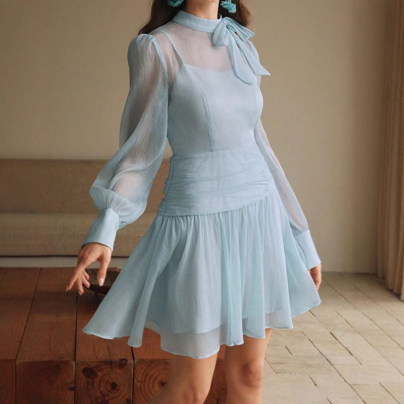 Women's High Waist Mesh Dress for Spring Summer