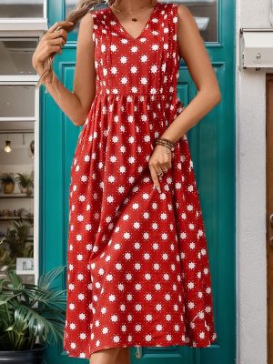 Sleeveless Printed A-Line Dress for Women