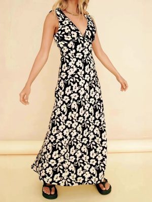 Flowy Printed Summer Dress with Tie Neck