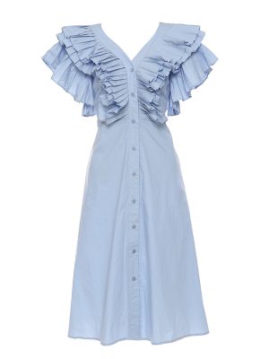 Pleated V-Neck Tie Waist Shirt Dress