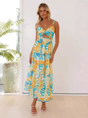 Women's Summer Strapless Floral Maxi Dress