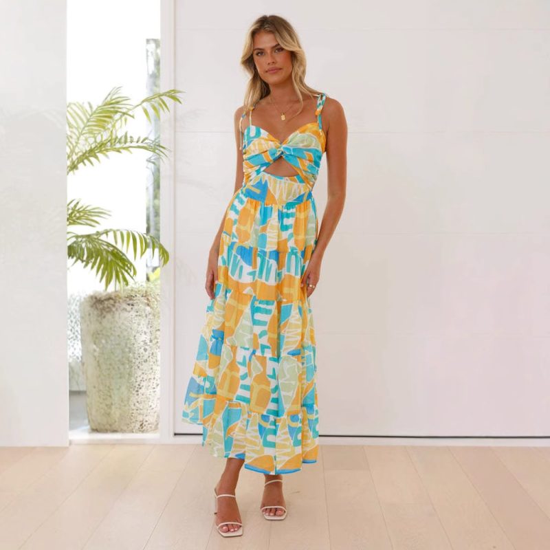 Women's Summer Strapless Floral Maxi Dress