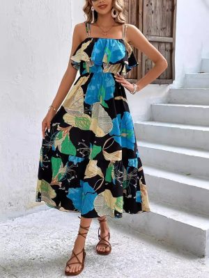 Sleeveless Tube Top Printed Beach Dress Women