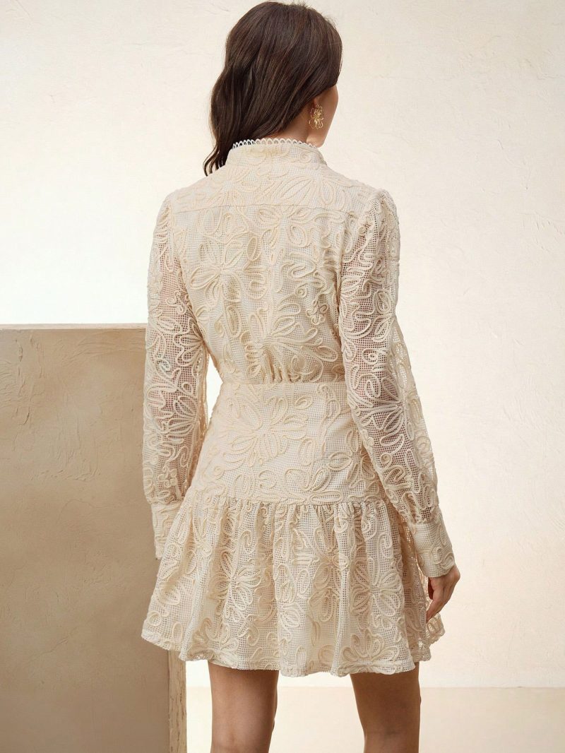 Delicate Lace Patchwork Early Spring Dress Women - Image 3