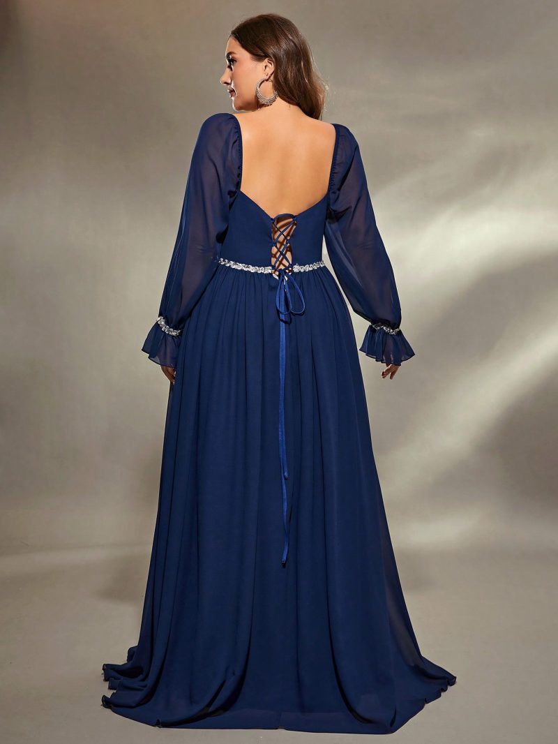 Square Collar Evening Dress – Plus Size Chiffon Style - Image 3
