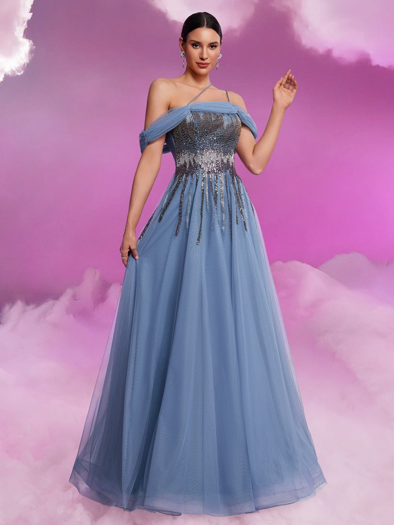 Elegant Sequin Mesh Tube Top Formal Gown - Image 4