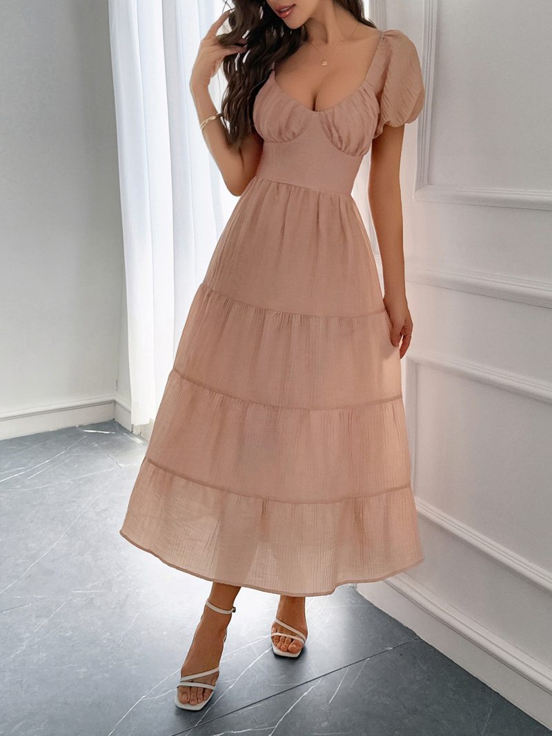 Casual Summer Puff Sleeve Maxi Dress - Image 3