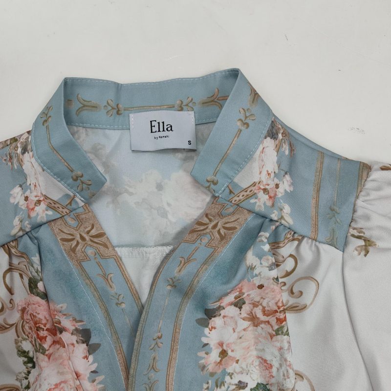 Elegant V-Neck Printed Long Sleeve Dress - Image 4