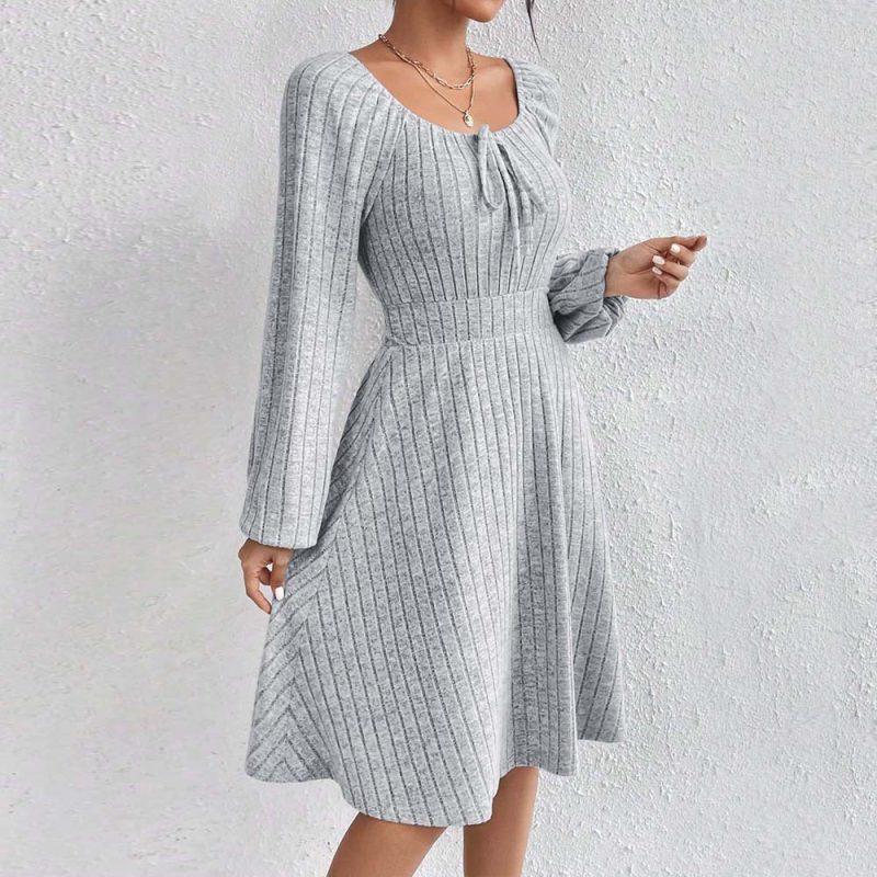 Women’s Minimalist Long Sleeve Winter Dress - Image 4